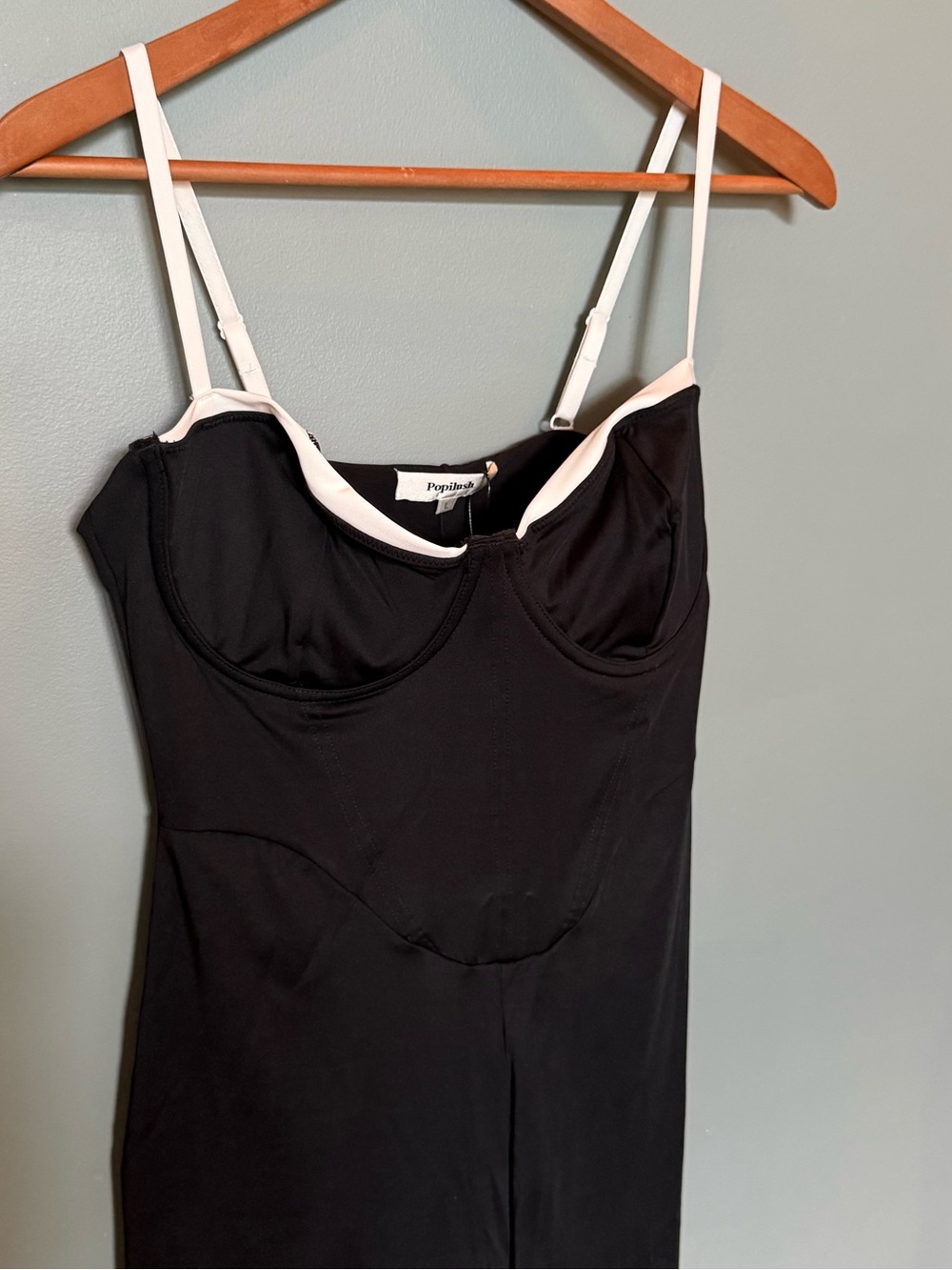 NWT Popilush Built-In Shapewear Contrast Trim Formal Wide-Leg Dressy Jumpsuit - Picture 8 of 14